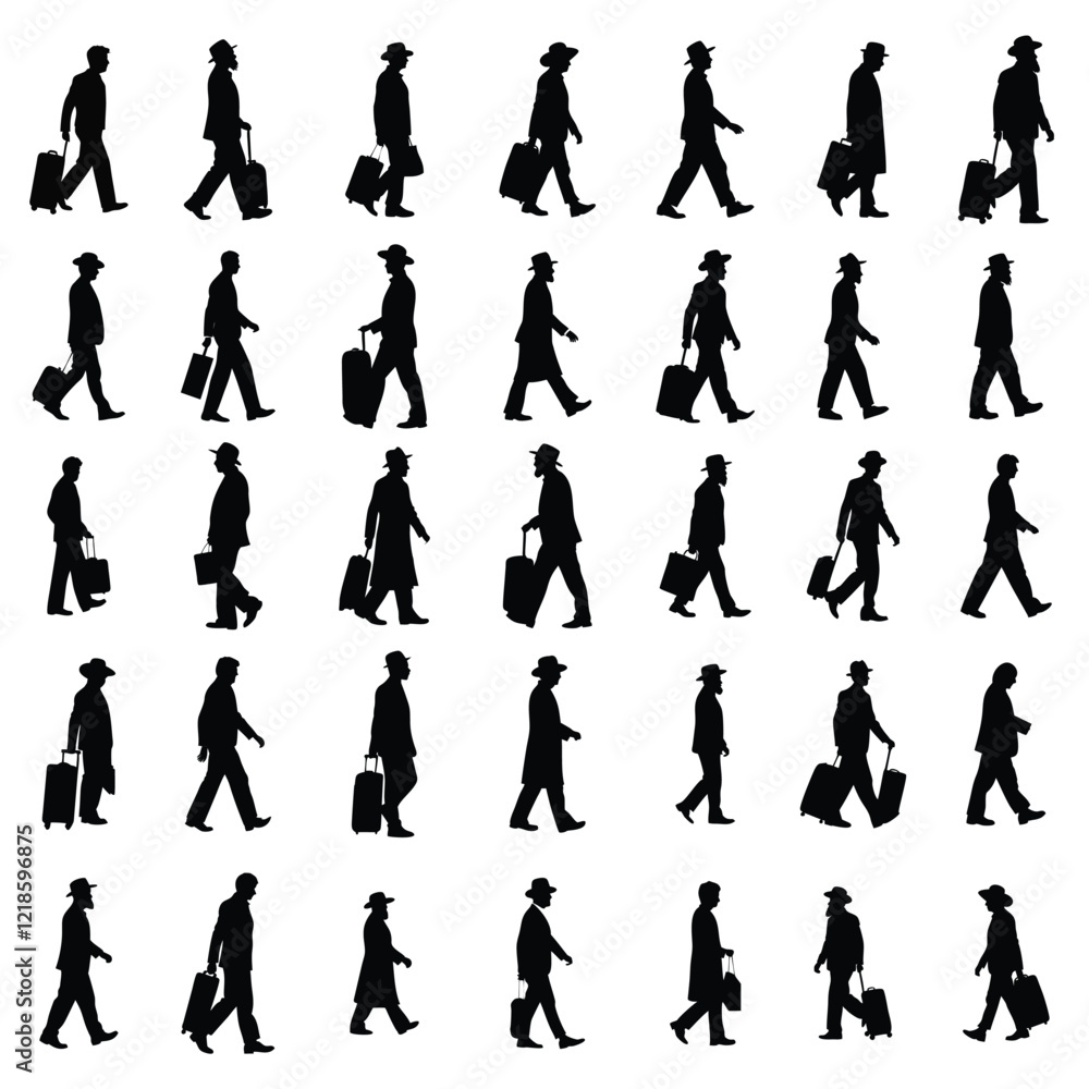 A set of Walking Gentleman Silhouette A set of Walking Gentleman Silhouette