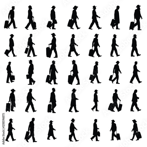A set of Walking Gentleman Silhouette