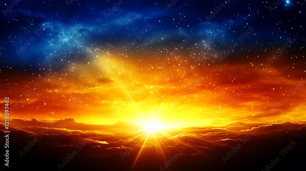 Celestial Sunrise Over Dramatic Cloudscape Celestial Sunrise Over Dramatic Cloudscape