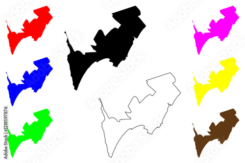 Rio das Ostras city (Federative Republic of Brazil, Rio de Janeiro state) map vector illustration, scribble sketch Rio das Ostras map