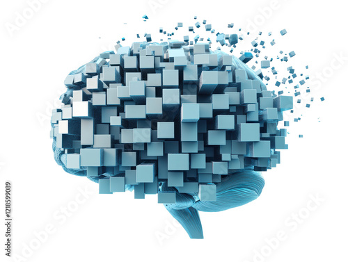 Isolated Abstract Brain with Cubes