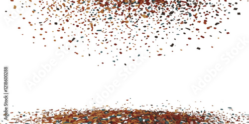 Abstract vibrant color confetti on white background. Concept of anniversary, Christmas decoration, greeting card, party social event vector illustration.