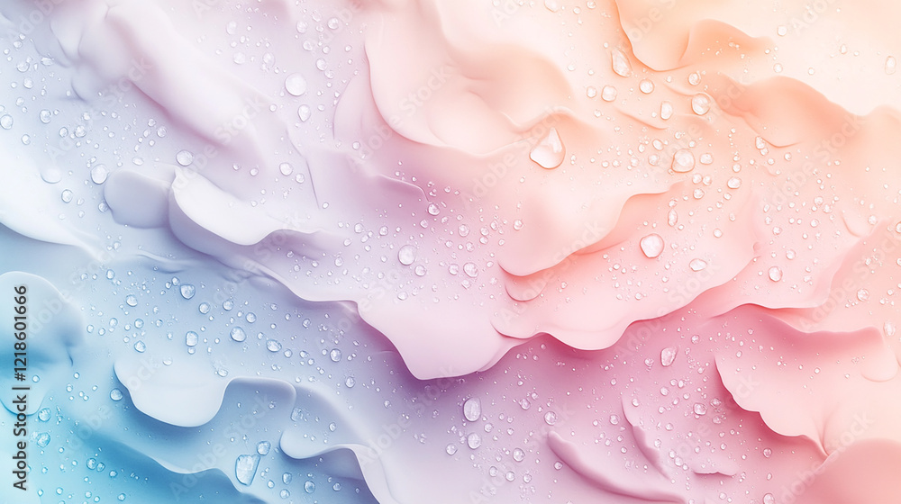 Soft Pastel Waves with Water Droplets and Smooth Texture Soft Pastel Waves with Water Droplets and Smooth Texture