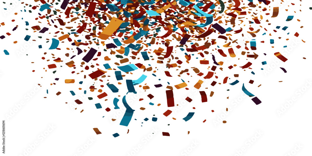 Abstract vibrant color confetti on white background. Concept of anniversary, Christmas decoration, greeting card, party social event vector illustration. Abstract vibrant color confetti on white background. Concept of anniversary, Christmas decoration, greeting card, party social event vector illustration.