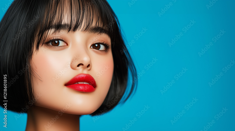 Asian woman portret Red lips, red nails too Asian woman portret Red lips, red nails too