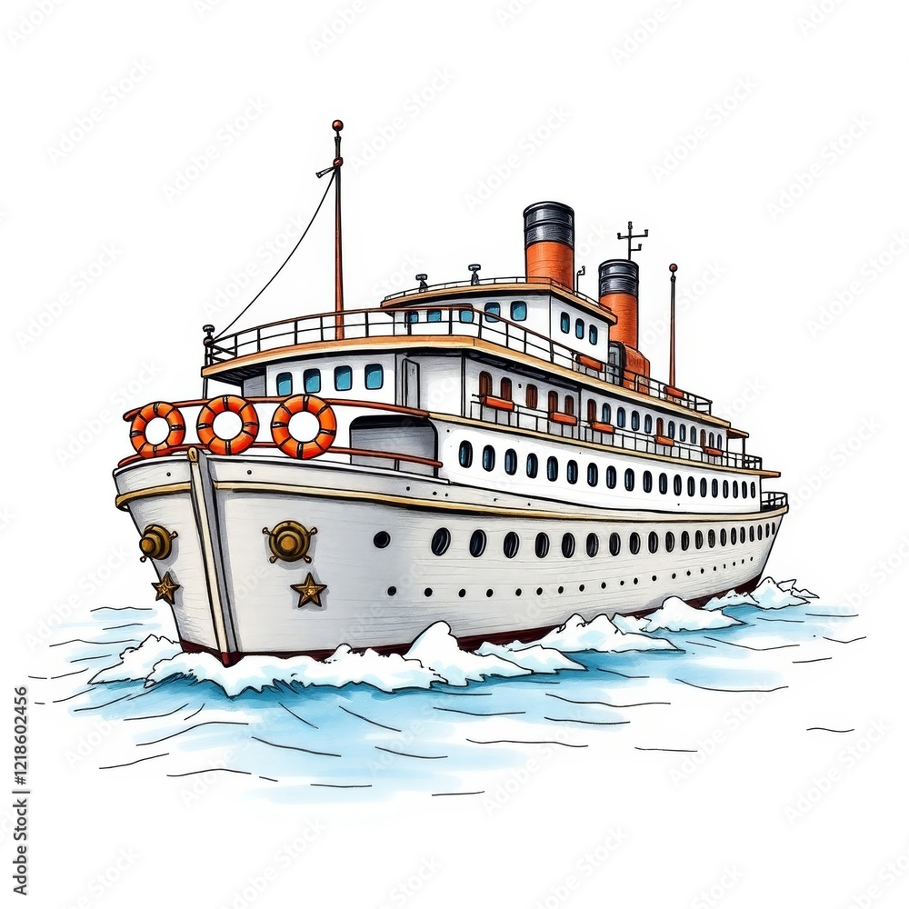 Fototapeta premium 3d sea ship isolated on white background