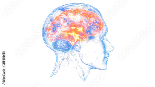 Wallpaper Mural Human Brain Neural Network Activity 3d Render isolated on transparent background Torontodigital.ca