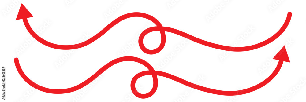 wavy curved Long arrow icon. long line arrow vector. flat style Arrow symbol. arrow on a white background. vector illustration. Simple line hand drawn Red arrow icon . wavy curved Long arrow icon. long line arrow vector. flat style Arrow symbol. arrow on a white background. vector illustration. Simple line hand drawn Red arrow icon .