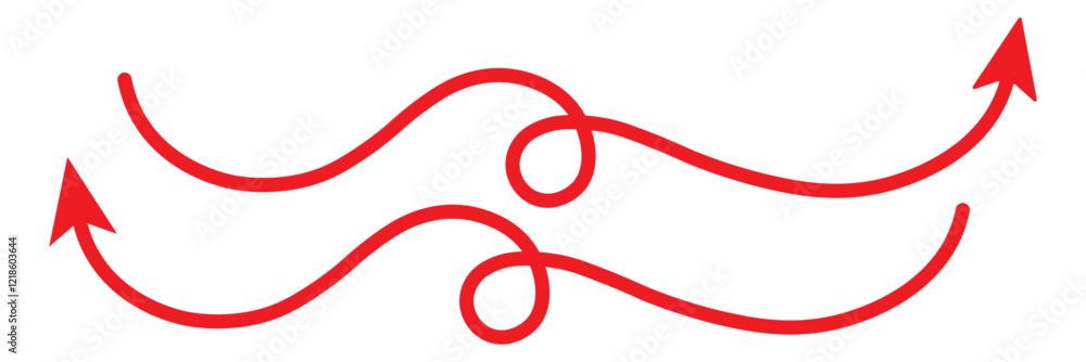 wavy curved Long arrow icon. long line arrow vector. flat style Arrow symbol. arrow on a white background. vector illustration. Simple line hand drawn Red arrow icon . wavy curved Long arrow icon. long line arrow vector. flat style Arrow symbol. arrow on a white background. vector illustration. Simple line hand drawn Red arrow icon .