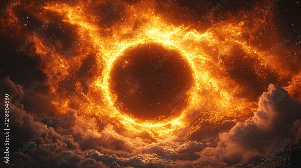 Fototapeta premium Fiery Ring Encircling Night Sky
