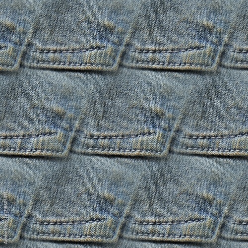 Decorative jeans background texture for youth fashionwear. Torn blue jeans design for textile, flyer, brochure, fashion magazine, ceramic tiles, carpet printing. Indigo concept design for home decor photo