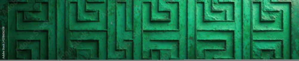 Deep green faded background, weathered ancient Greek key pattern , abstract, classic Deep green faded background, weathered ancient Greek key pattern , abstract, classic