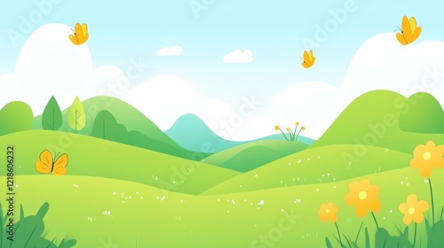 Vibrant Butterflies in a Green Field