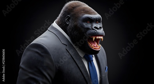Angry Gorilla in Suit Business Image Download