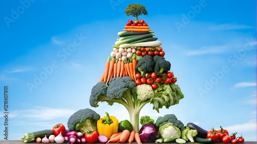 Wallpaper Mural Variety of vegetables in shape of tree. Flat lay Torontodigital.ca