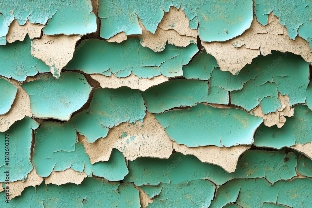 Old, peeling paint on a weathered surface creates an interesting texture in a vibrant turquoise color Old, peeling paint on a weathered surface creates an interesting texture in a vibrant turquoise color