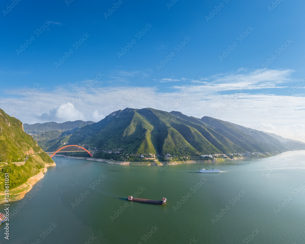 Yangtze river landscape at the entrance of Wu gorge