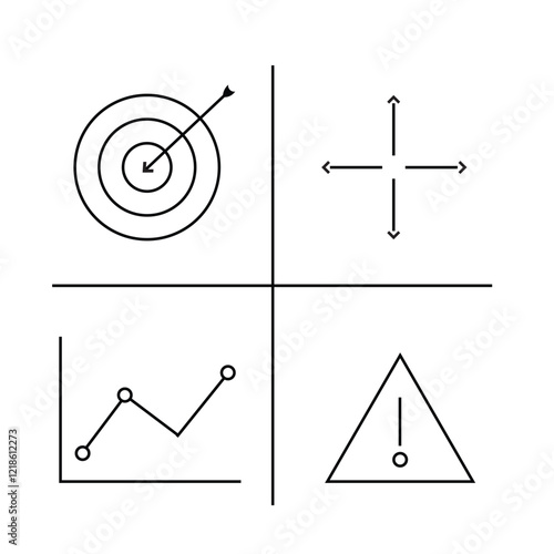 SWOT analysis concept with icons. Strengths, weakness, opportunities, threats. Web vector infographic in minimal outline style