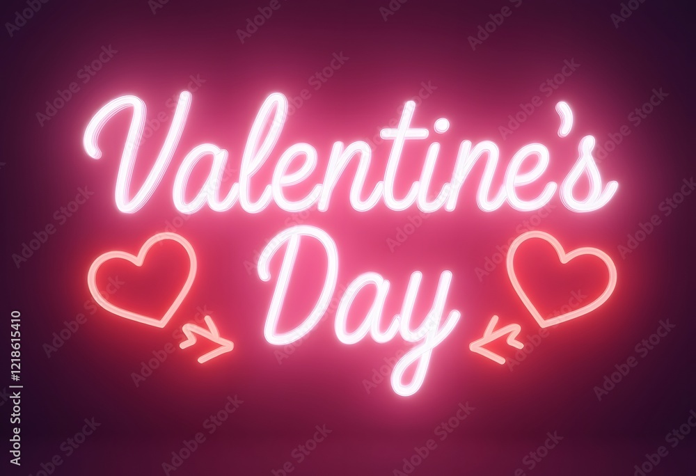 Neon Valentine's Day: Glowing Hearts and Romantic Script Neon Valentine's Day: Glowing Hearts and Romantic Script