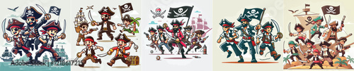 vector image of pirates in action