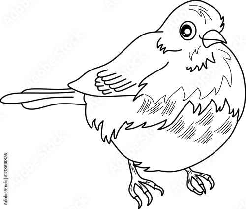 Junco bird cartoon line art, for coloring book pages