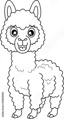 Llama cartoon line art for coloring book pages
