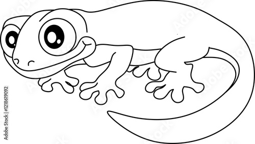 Newt cartoon line art for coloring book pages