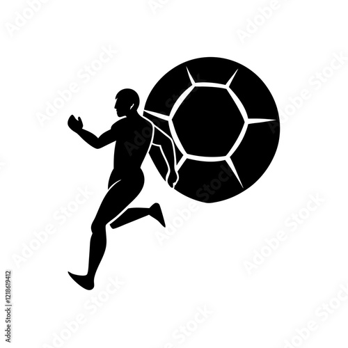 A silhouette of a football on white background