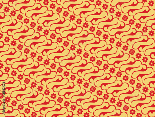 vector parang batik pattern in yellow and red