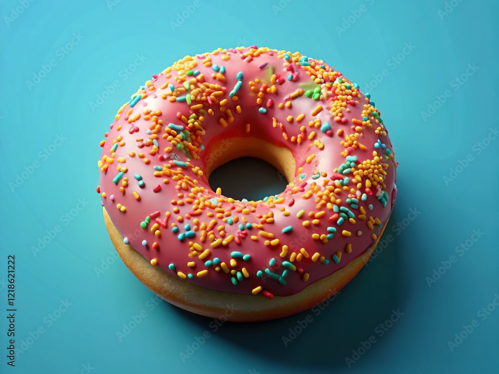 Delicious Glazed Donut, Top View 3D Render - Sweet Bakery Treat Delicious Glazed Donut, Top View 3D Render - Sweet Bakery Treat