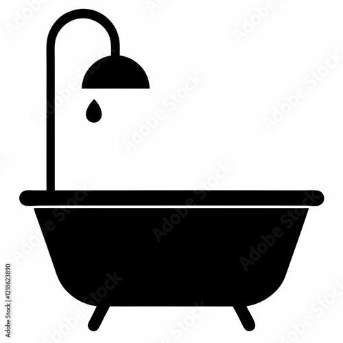 Bathtub shower flat vector icon art illustration

