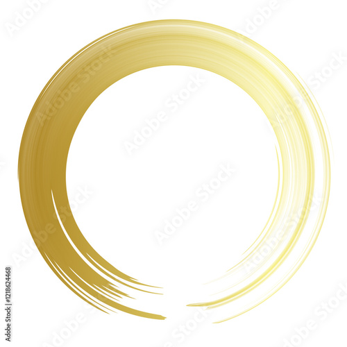 Gold brush circle watercolor ink stroke label, Editable isolated background