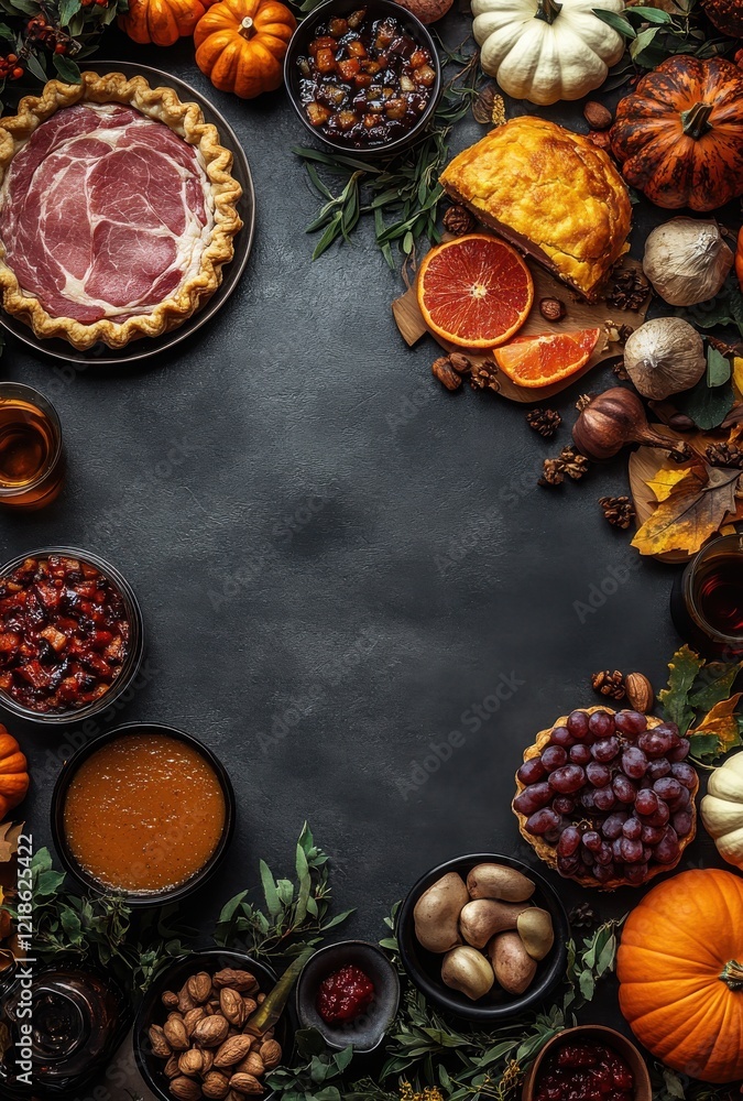 Festive Autumn Table Spread with Colorful Pumpkins, Harvest Foods, and Seasonal Treats Ready for Thanksgiving Celebration and Family Gathering Festive Autumn Table Spread with Colorful Pumpkins, Harvest Foods, and Seasonal Treats Ready for Thanksgiving Celebration and Family Gathering