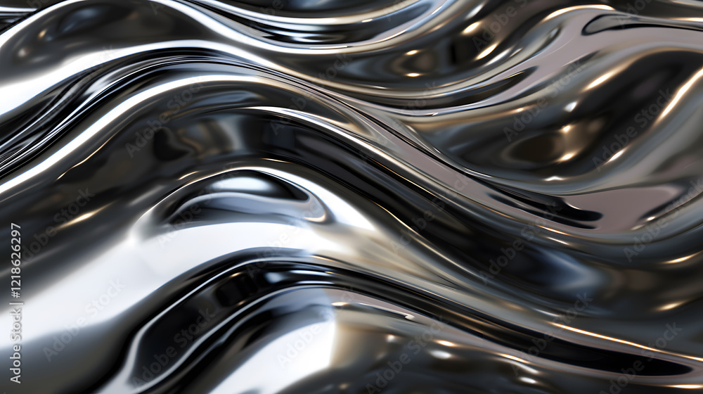 A sleek metallic surface showcasing intricate reflections, generative ai A sleek metallic surface showcasing intricate reflections, generative ai