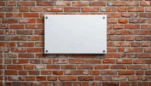 Wallpaper Mural blank white sign on a brick wall, empty space for message or text, information board Torontodigital.ca