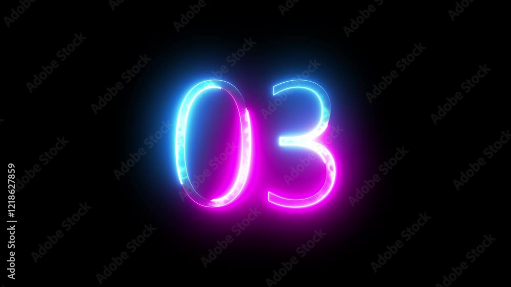 Animated neon number 3. Two-color looping trendy glowing neon numeric number three. Educational mathematics concept with neon letter. Dark background. Animated neon number 3. Two-color looping trendy glowing neon numeric number three. Educational mathematics concept with neon letter. Dark background.