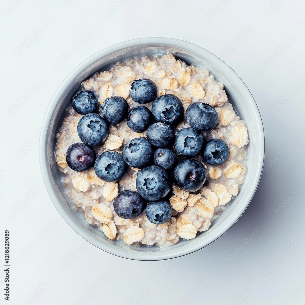 Overnight oats with blueberries top view Overnight oats with blueberries top view