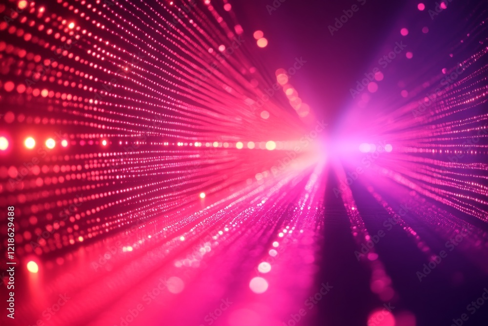 Obraz premium Vibrant light rays create a mesmerizing pattern in a surreal abstract display during a nighttime event