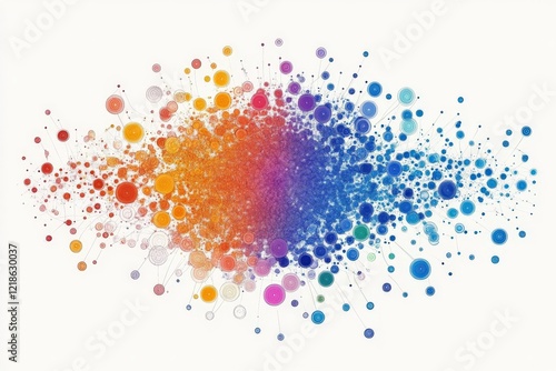 Abstract explosion of colors depicting a vibrant artistic expression with shades of orange, blue, and purple