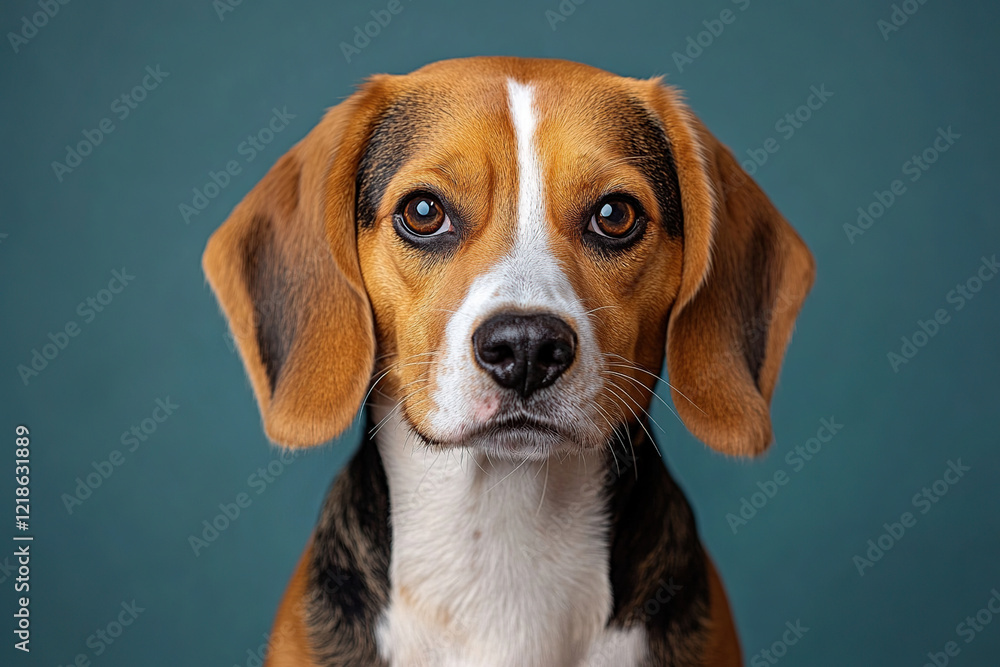 Beagle with a sharp focus on its soulful eyes and distinct markings. Beagle with a sharp focus on its soulful eyes and distinct markings.