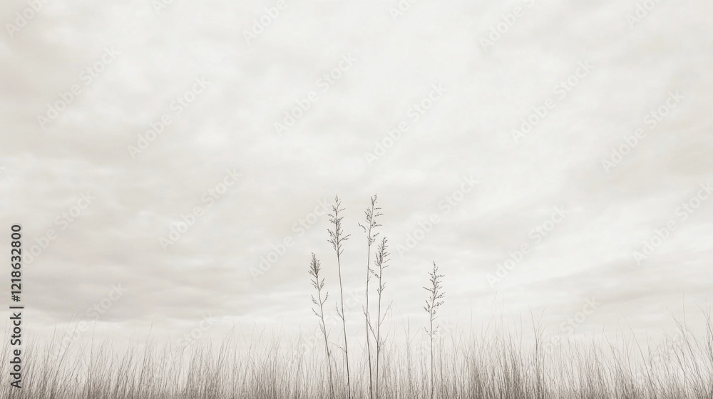 Sepia toned image of tall grass under a cloudy sky.