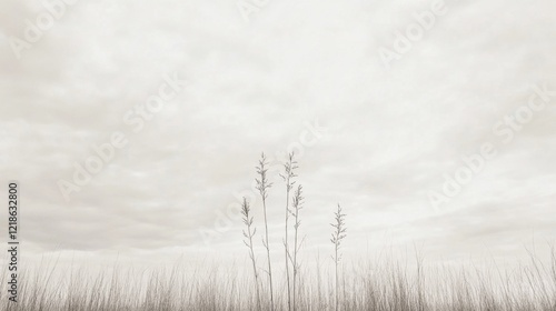 Obraz na płótnie Sepia toned image of tall grass under a cloudy sky. w salonie