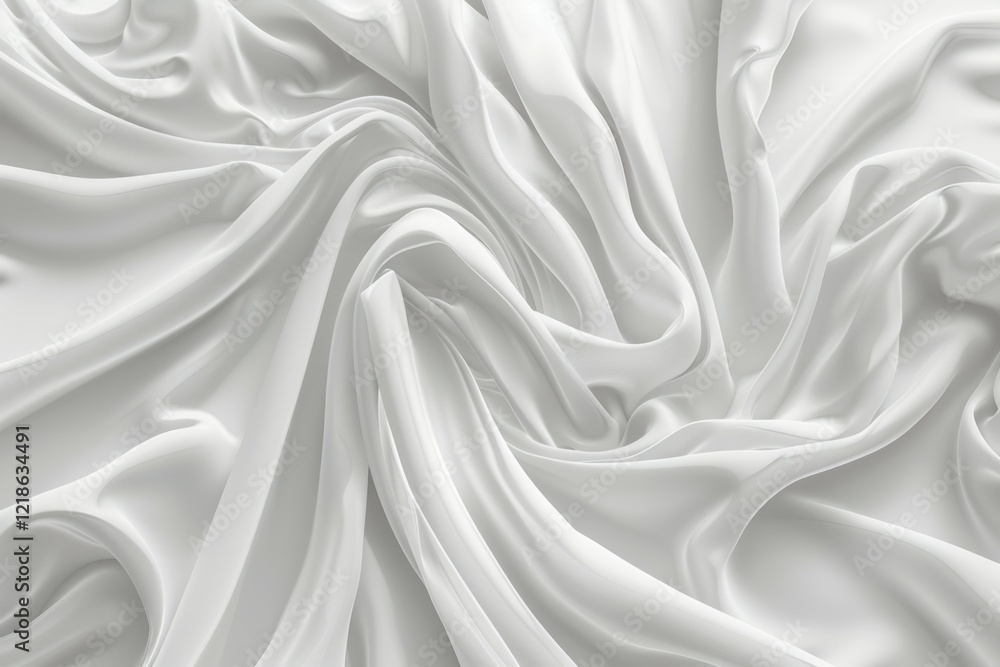 Fototapeta premium Glossy white satin fabric folds. Detailed photo textured background