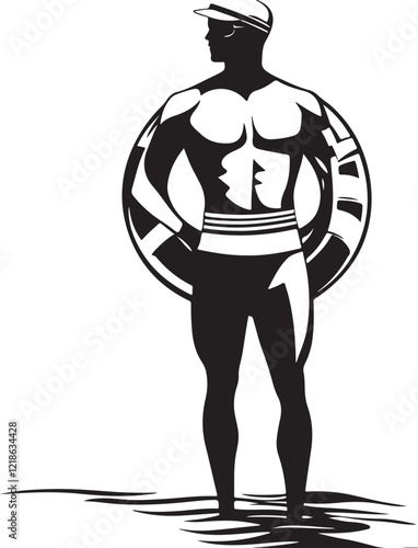 silhouette of a lifeguard
