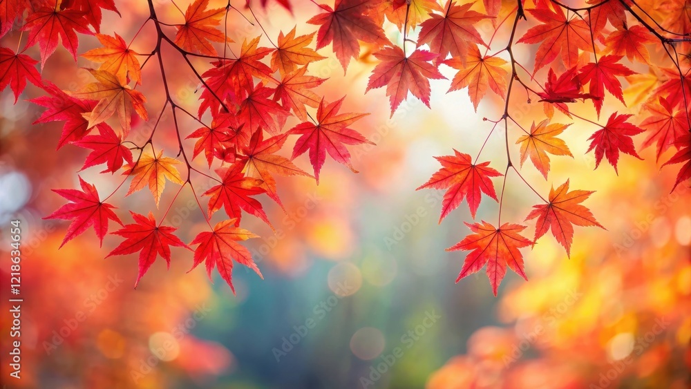 Red maple leaves scattered on branch , autumn leaves, tree branches, autumn leaves Red maple leaves scattered on branch , autumn leaves, tree branches, autumn leaves