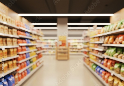 Wallpaper Mural Blurred Supermarket Aisles: A Glimpse into Grocery Shopping Torontodigital.ca