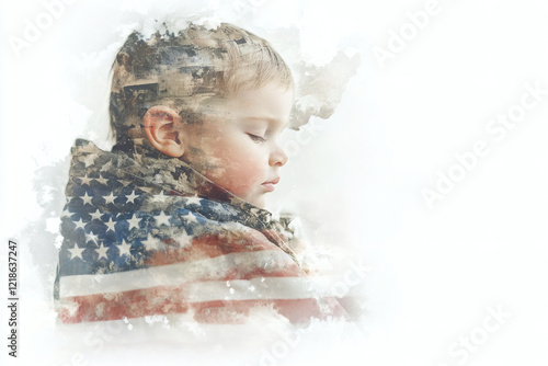 Birthright citizenship in the United States, a young child, and the American flag photo