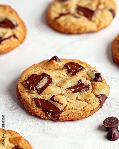 Freshly baked chocolate chip cookies kitchen food warm atmosphere close-up irresistible treats