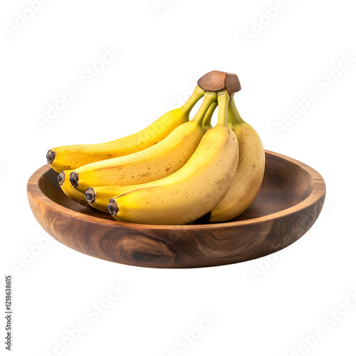 Ripe Yellow Bananas in a Wooden Bowl