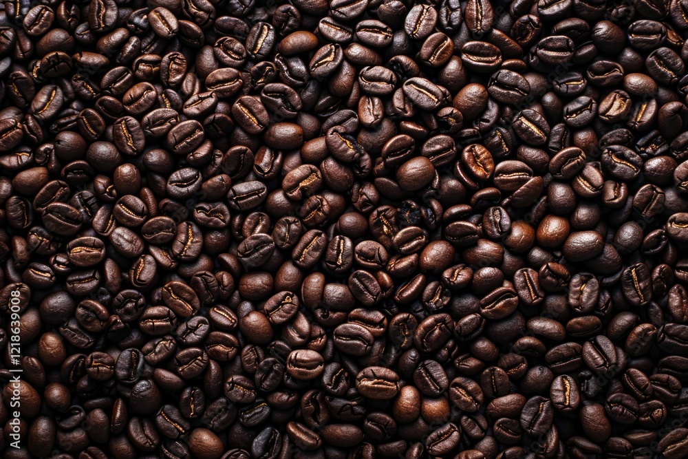 Naklejka premium Big pile of fresh roasted coffee beans. Image illustrated food for advertisement